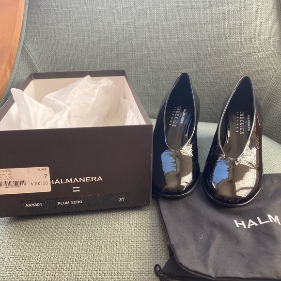 Halmanera Block Heels, Size 7 in Patent Black, Brand New - Picture 3 of 8